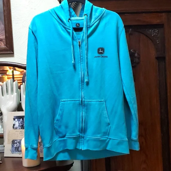 thumbnail image 2 of John Deere Girls Fleece Zip Hoody - Officially Licensed Green & Yellow Hoodie 2 of 10